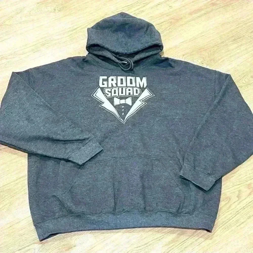 GREY BLUE HOODIE 2XL GROOM SQUAD WARM COMFY GILDAN XXL